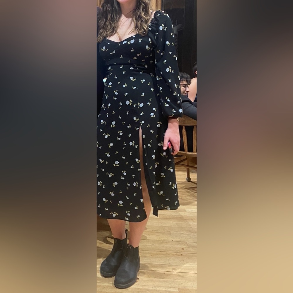 Forever 21 Black Dress with Bishop Sleeves